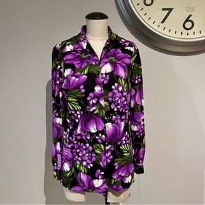 Vintage Purple Floral Women's Blouse